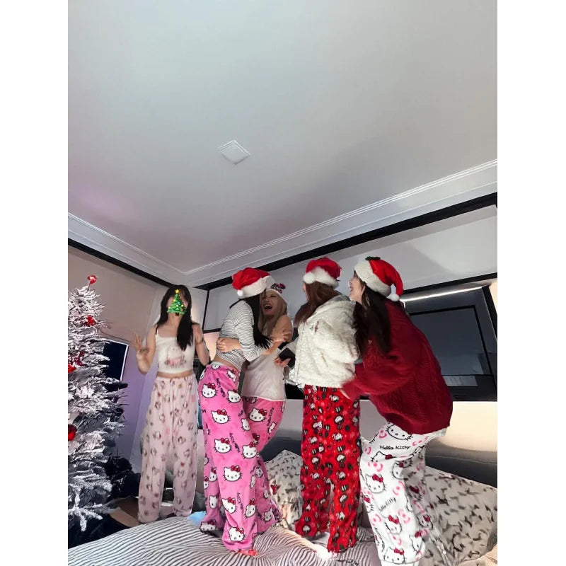 Hello Kitty Y2K Flannel Pants β Cute Dorm Lounge Wear