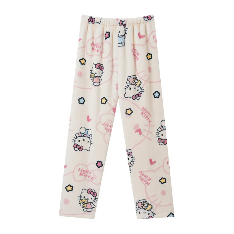 Hello Kitty Y2K Flannel Pants – Cute Dorm Lounge Wear