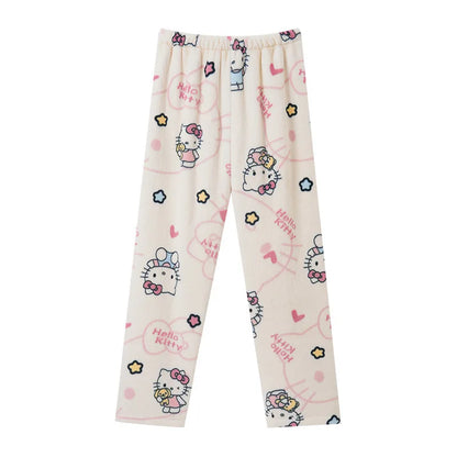 Hello Kitty Y2K Flannel Pants – Cute Dorm Lounge Wear