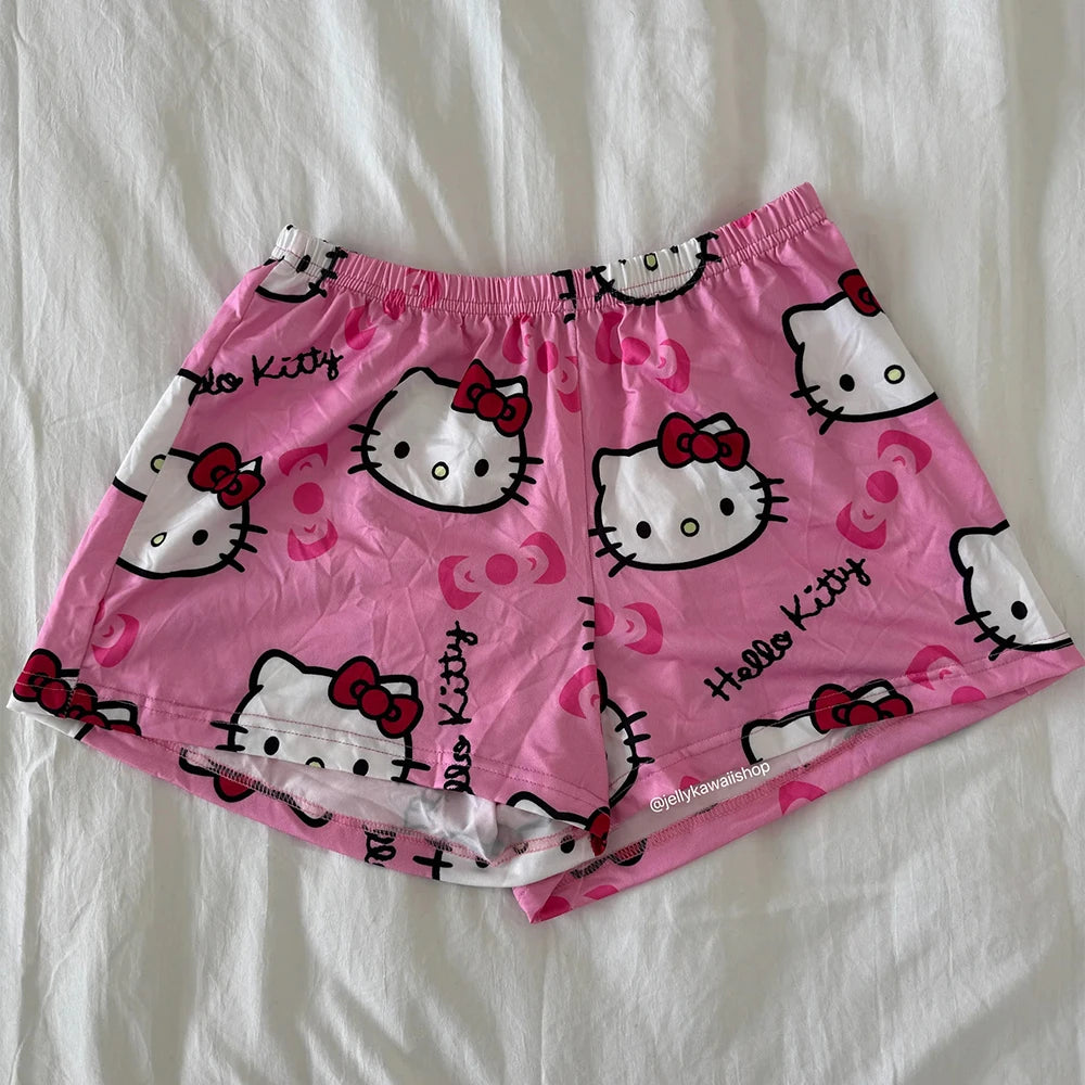 Hello Kitty Cozy Shorts – Winter Cartoon Street Style | Kids & Adults