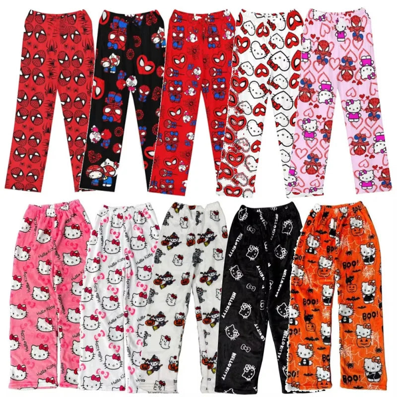 Hello Kitty Y2K Flannel Pants – Cute Dorm Lounge Wear
