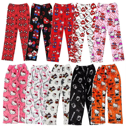 Hello Kitty Y2K Flannel Pants – Cute Dorm Lounge Wear