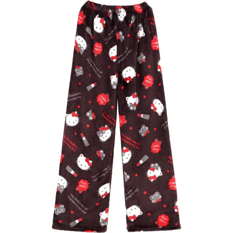 Hello Kitty Y2K Flannel Pants – Cute Dorm Lounge Wear