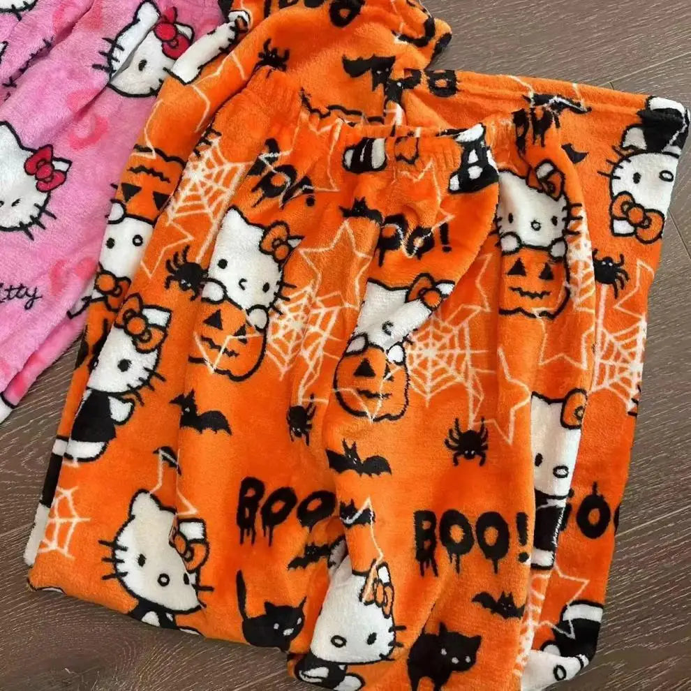 Hello Kitty Y2K Flannel Pants – Cute Dorm Lounge Wear