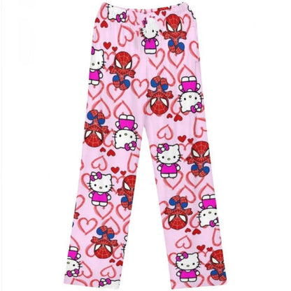 Hello Kitty Y2K Flannel Pants – Cute Dorm Lounge Wear