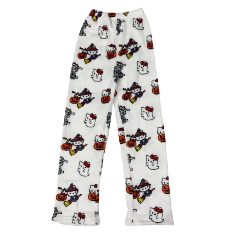Hello Kitty Y2K Flannel Pants – Cute Dorm Lounge Wear