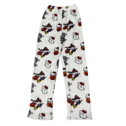 Hello Kitty Y2K Flannel Pants – Cute Dorm Lounge Wear