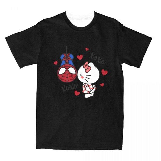 Hello Kitty & Spider-Man Anime Tee – Cute Couple Summer T-Shirt