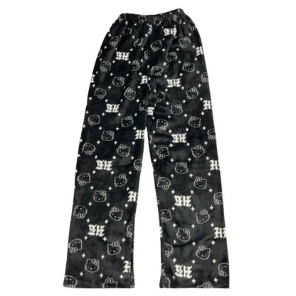 Hello Kitty Y2K Flannel Pants – Cute Dorm Lounge Wear