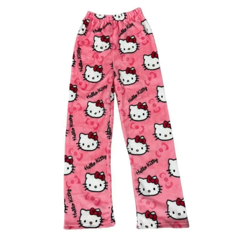 Hello Kitty Y2K Flannel Pants – Cute Dorm Lounge Wear