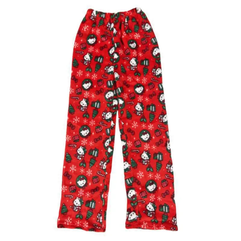 Hello Kitty Y2K Flannel Pants – Cute Dorm Lounge Wear