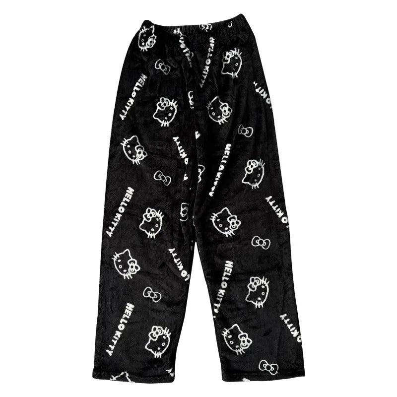 Hello Kitty Y2K Flannel Pants – Cute Dorm Lounge Wear