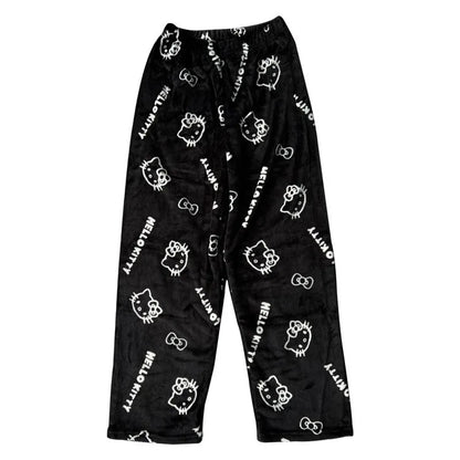 Hello Kitty Y2K Flannel Pants – Cute Dorm Lounge Wear