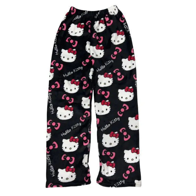 Hello Kitty Y2K Flannel Pants – Cute Dorm Lounge Wear