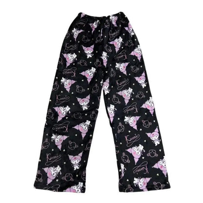 Hello Kitty Y2K Flannel Pants – Cute Dorm Lounge Wear