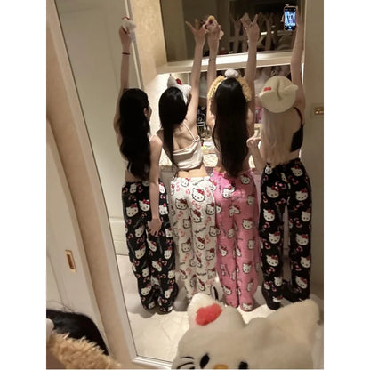 Hello Kitty Y2K Flannel Pants – Cute Dorm Lounge Wear